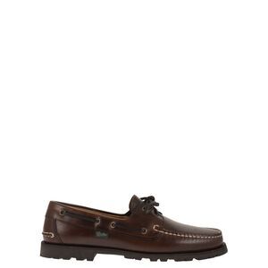 Paraboot Men Leather Boat Shoes With Lug Sole